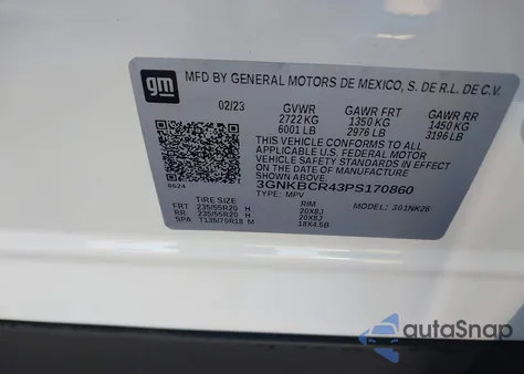 2023 Chevrolet Blazer Fwd 2Lt z USA, uszkodzony, nr VIN 3GNKBCR43PS170860